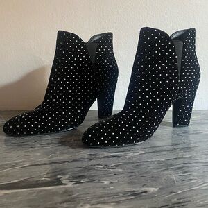 Badgley Mischka ‘Evita’ Mini Crystal Embellished Black Suede Booties